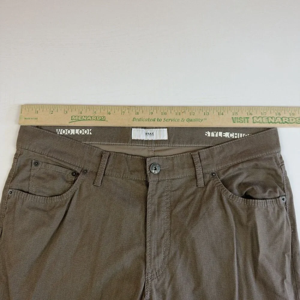 Brax Chuck Pants Stretch Men's 36W 35L Brown Chino Straight Woo, Look